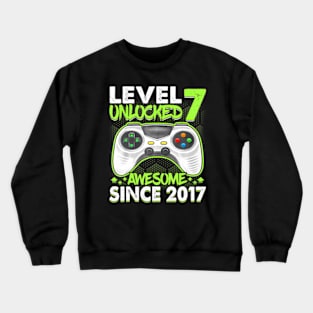 7 Year Old Video Awesome Since 2017 7th Birthday Crewneck Sweatshirt